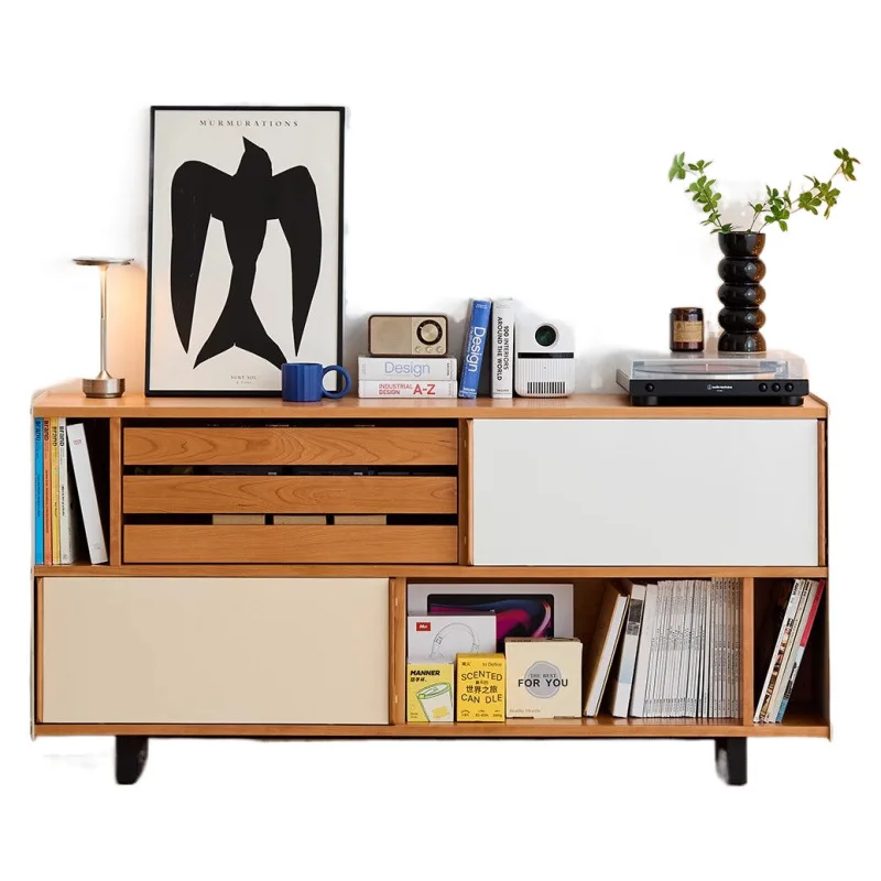 

Simple solid wood chest medieval small apartment living room storage cabinet drawer display cabinet