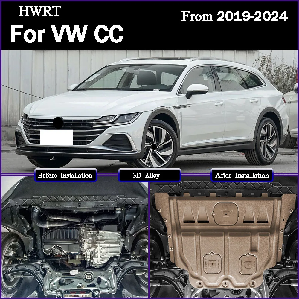

For Volkswagen CC 2019-2024 2.0T Car Accessories Black Under Engine Guard Mudguard Board Splash Shield Mud Fender Plate Panel