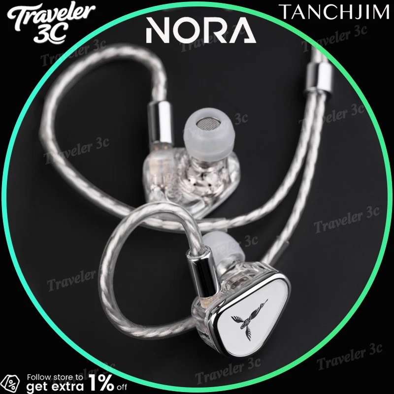 TANCHJIM NORA In-ear Hifi Wired Music Earphones Professional In-Ear Hi-Fi Monitoring Headphones Customized DMT 5 Dynamic Gift PC
