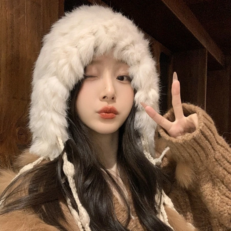 chapeu-de-la-de-pelucia-engrossado-para-mulheres-inverno-a-prova-de-frio-chapeu-de-malha-borla-mostrar-chapeu-de-rosto-pequeno-ao-ar-livre-esqui-equitacao-viajar-chapeu