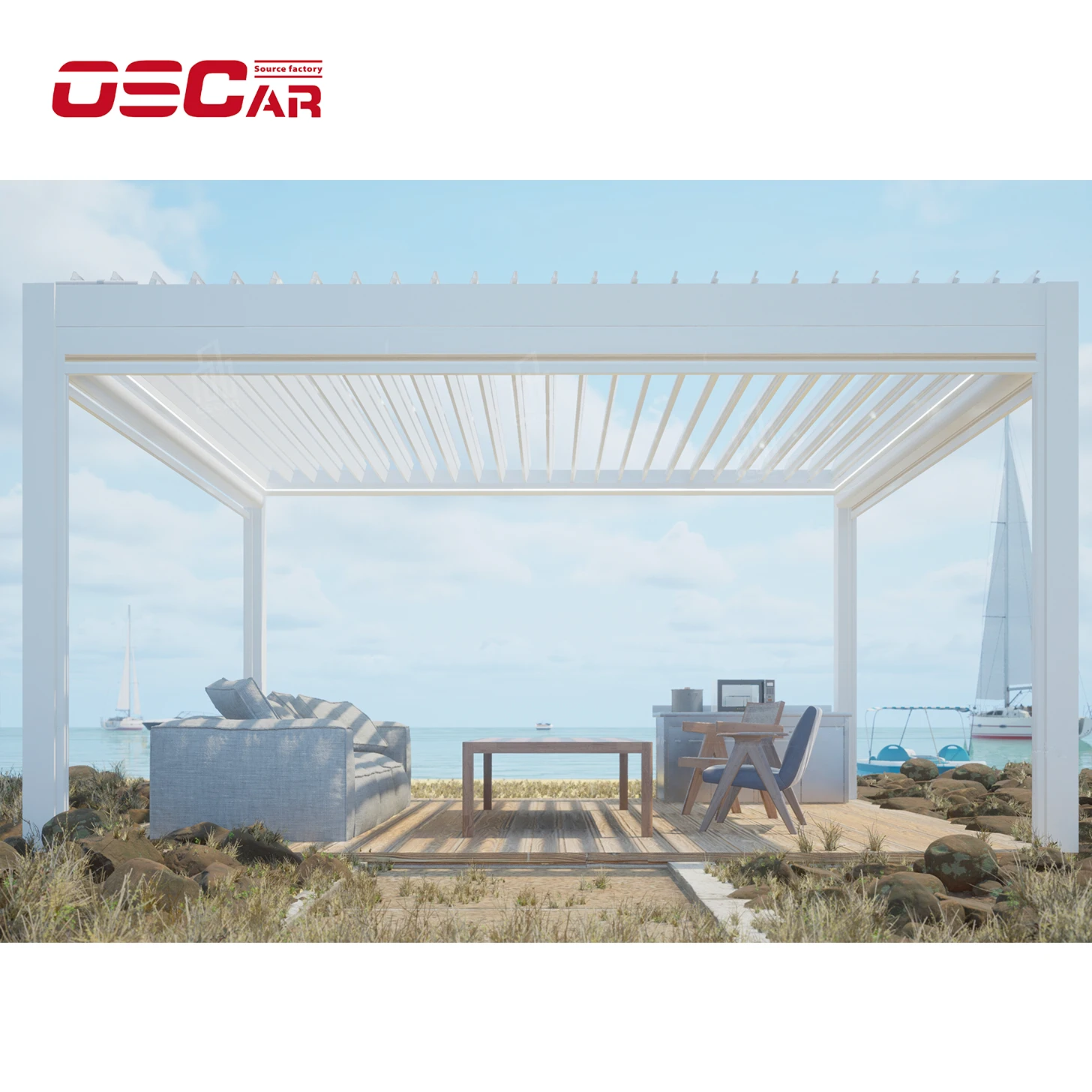 Modern design Windproof canopy electric Aluminum pergola for garden