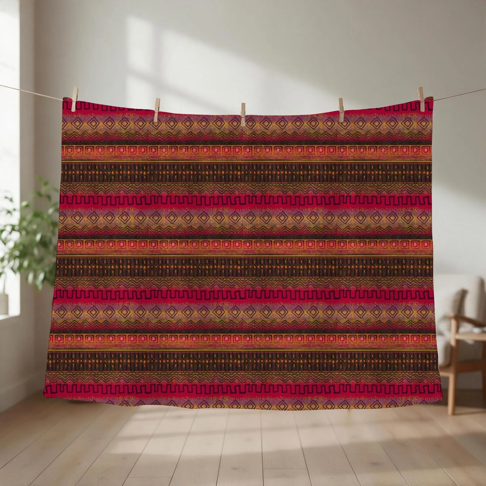 Earthy African Ombre Mud Cloth Throw Blanket couch cozy soft plush fuzzy picnic outdoor blanket