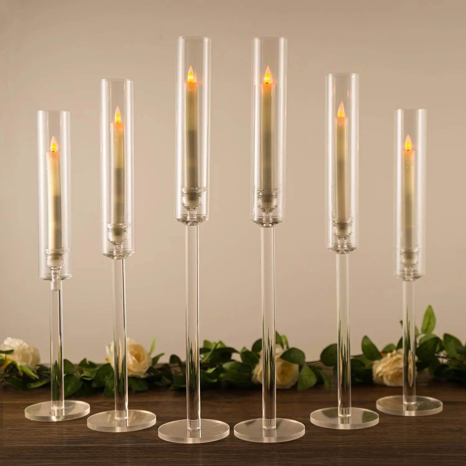 12PCS Clear Arcylic Candle HolderS Set  for Wedding  Table Centerpiece Decor,Taper Candlestick Holders