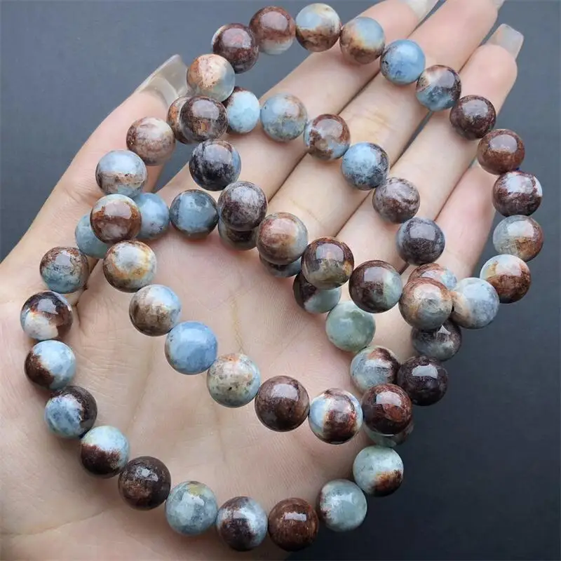 10MM Natural Island Quartz Aquamarine Bracelet Healing Reiki Charm Round Chain Beads Jewelry For Women Friend Gift 1PCS