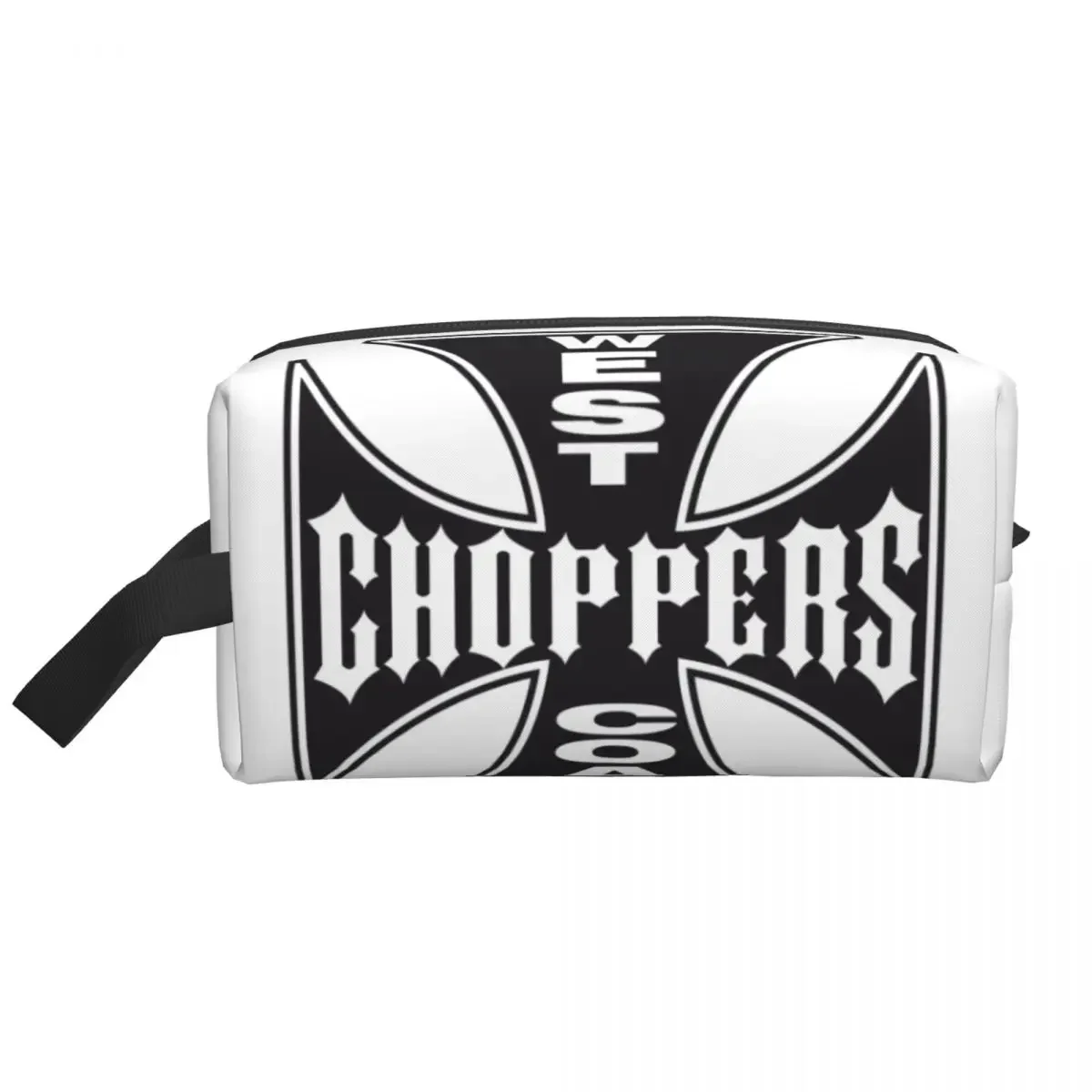 

2025 New style Custom West Coast Chopper Iron Cross Toiletry Bag Women Makeup Cosmetic Organizer Ladies Beauty Storage Dopp Kit
