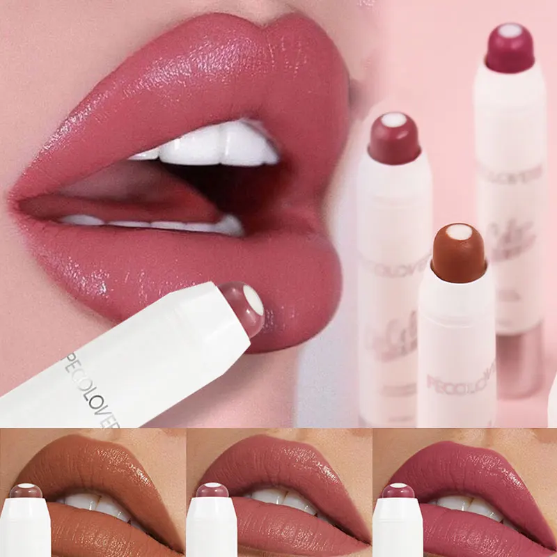 PecoLovers Moisturizing Lipstick Balm Hydrating Long-Lasting Lip Glaze Non-Stick Formula Nude Tone Lip Care Nourishing Lip Gloss