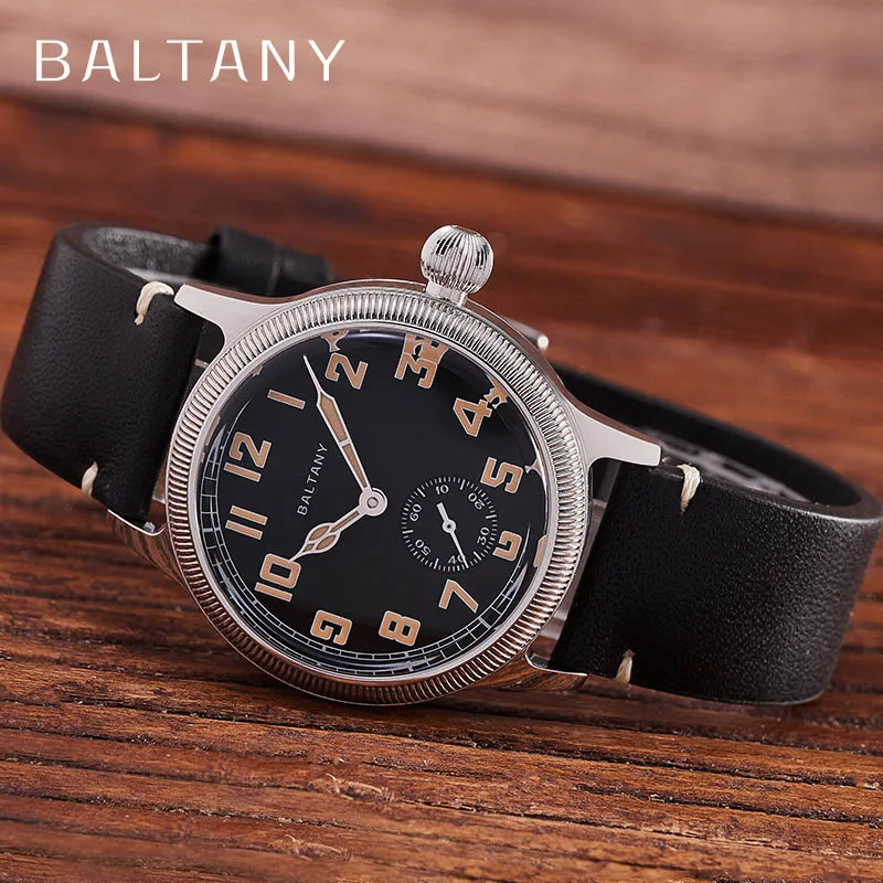 Baltany WW1 Trench Military Watches S2051 ST1701 White Enamel Dial Sapphire Crystal Stainless Steel Automatic Vintage Wristwatch