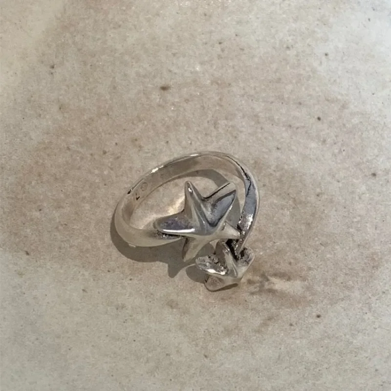 

PONYKISS 925 Sterling Silver Mini Star Opening Rings for Women Sweet Cool Fine Jewelry Minimalist Cute Accessories in Summer