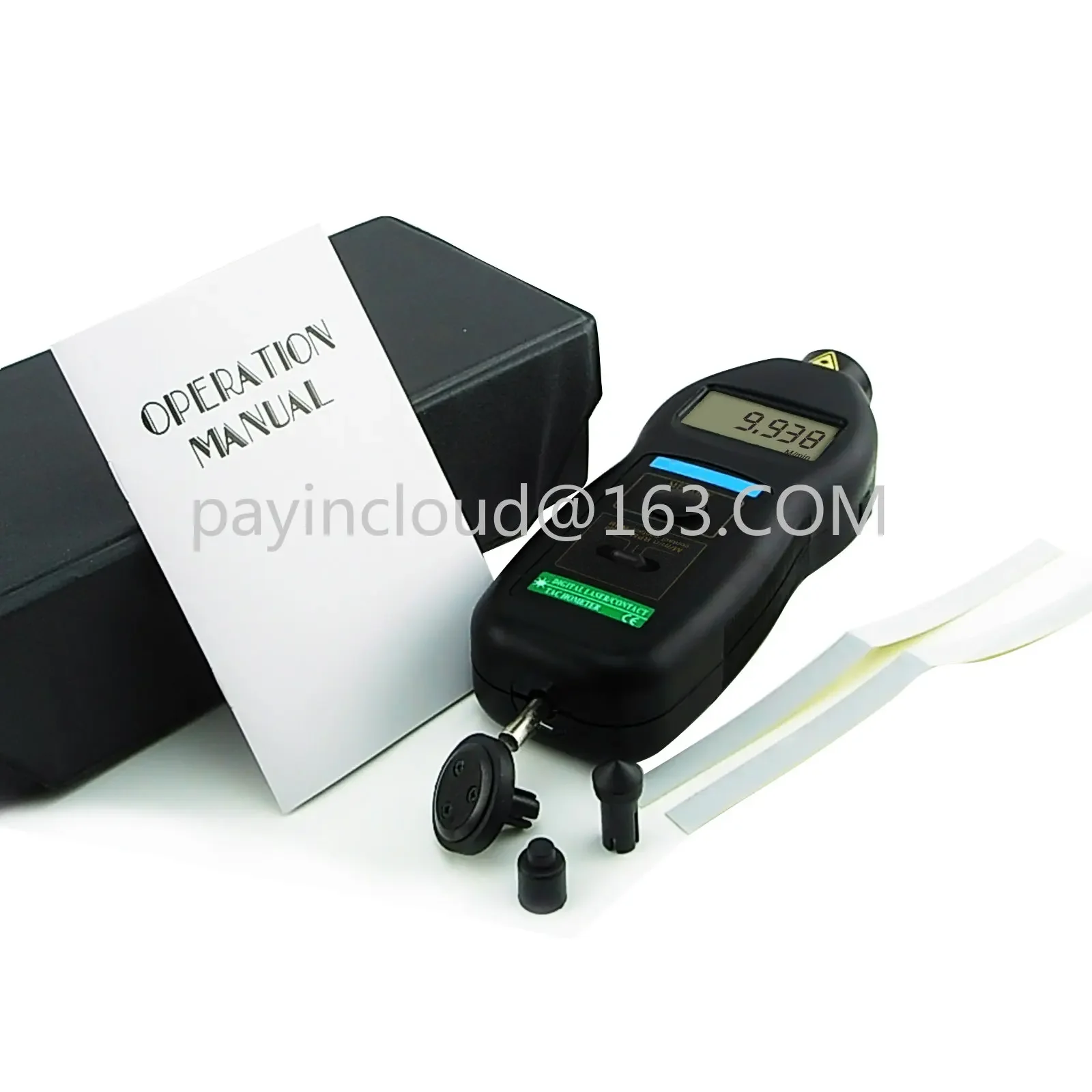 2in1 Non-contact & Contact Digital Laser Tachometer Portable 0.5 ~ 99,999RPM Range Auto Ranging m/min