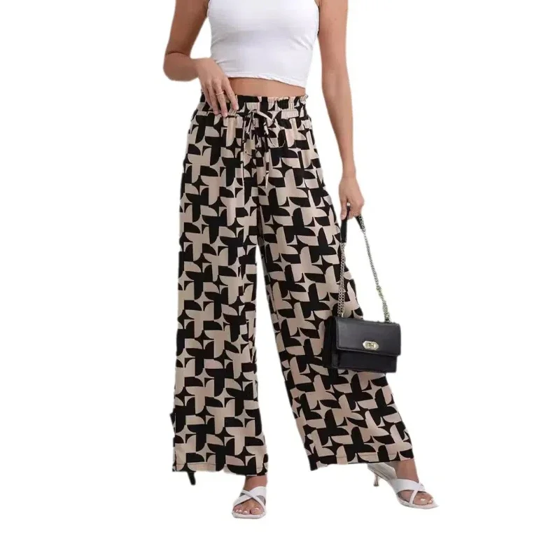 TPJB nouvelle mode femmes pantalons décontracté taille élastique imprimé pantalon d'oreille ample