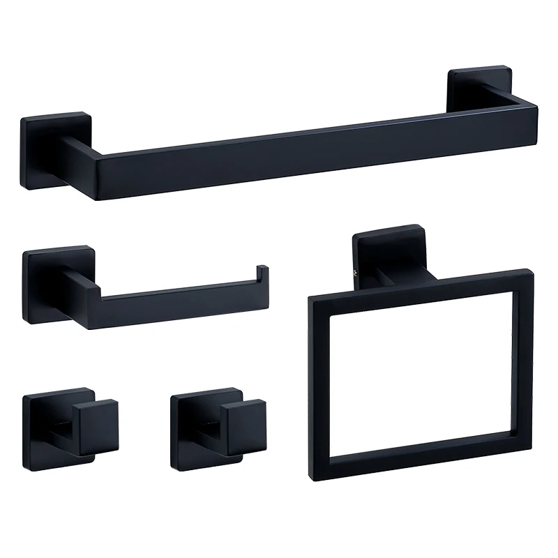 

Bathroom Accessories Toilet Paper Holder Towel Holder Set Bath Shower Towel Ring Robe Hook Black Hardware Towel Holder