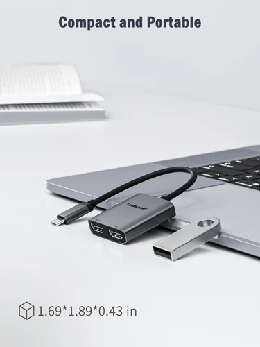 Imagen 2 del producto Lemorele-Hub USB C de 2 puertos a HDMI Dual, 4K, 60HZ, estación de acoplamiento tipo C de expansión de pantalla Dual para Macbook, portátil, teléfono móvil y PC