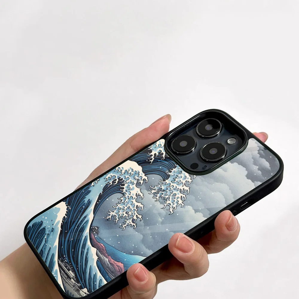 The Great Wave Off Kanagawa Phone Case For IPhone 11 12 13 14 15 16 Plus Pro Max Mirror Acrylic PC TPU Cover