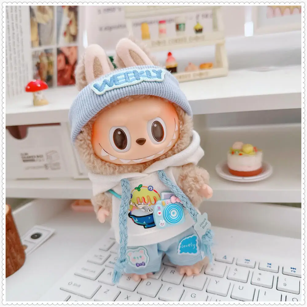 

For Labubu V1 V2 V3 Baby Clothes Dimoo Baby Clothes Milk Blue Morning Dew Hoodie Sportswear Set Clothing Accessories