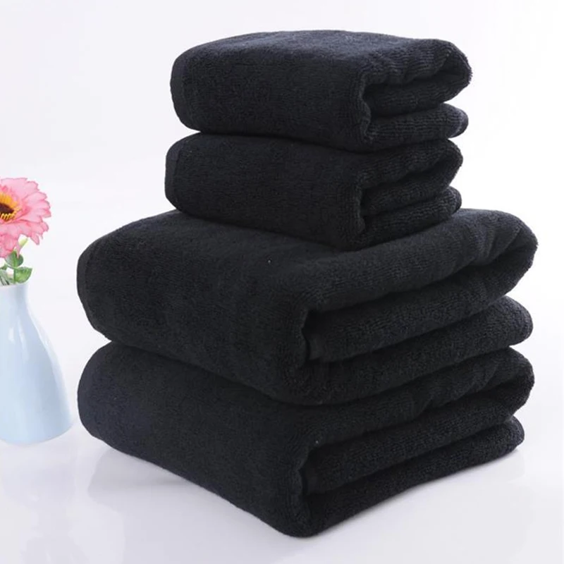 3pcs Thicken Microfiber Car Cleaning Black Towels Soft Absorbent Quick Drying Salon Towels home hotel beauty salon Towel