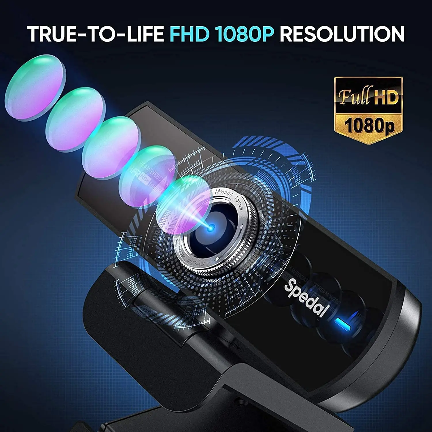 Spedal 934 Hd 1080P 60fps Usb Streaming Webcam with Microphone for Computer Meeting Web Camera Windows Mac Linux