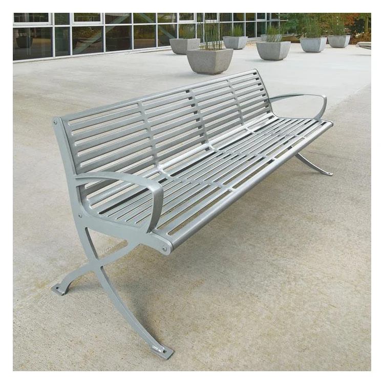 

Hot Sale Sturdy Large Weatherproof Outdoor Garden Park Metal Steel Modern Patio Bench