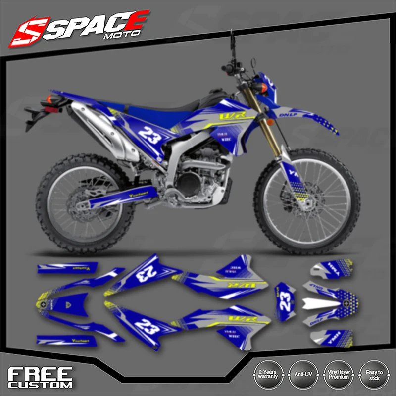 الفضاء مخصص فريق دراجة نارية الرسومات خلفية مائي لياماها WR250R 2008 2009 2010 2011 2012 2013-2020 الشارات ملصقات أطقم