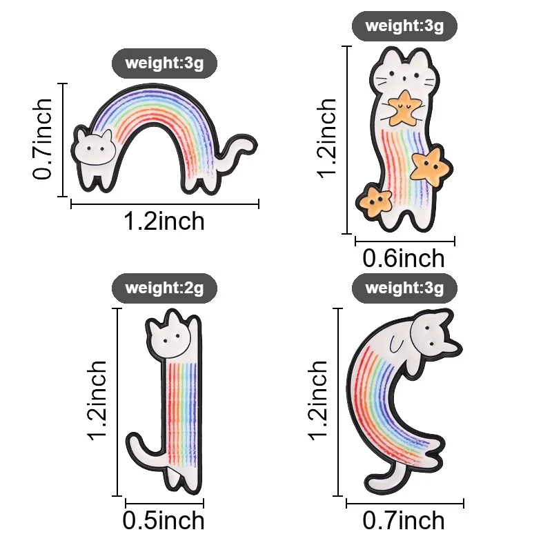 Cute Cartoon Rainbow Cat Badge,Funny Long Stripe and Star Cat Enamel Pin,Fashion Clothes Backpacks Accessory,Gift for Cat Lovers