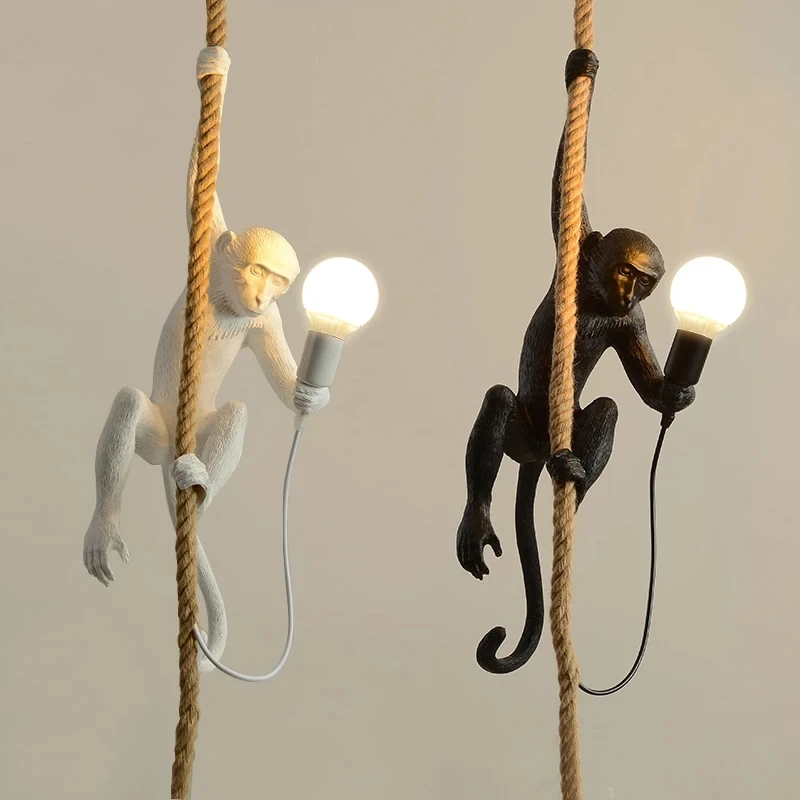 

Modern LED Monkey Pendant Lights Resin Animal Pendant Lamp Living Room Corridor Lamps Interior Home Decor Hanging Light Fixtures