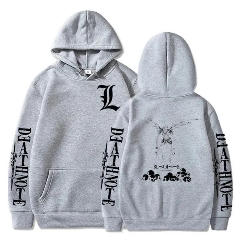 Men Womens Hoodies Jacket Hip Hop Death Note Print Hoodie Harajuku Gothic Kpop Hooded Sweatshirt Black Hoodied Y2k Clothes Tops