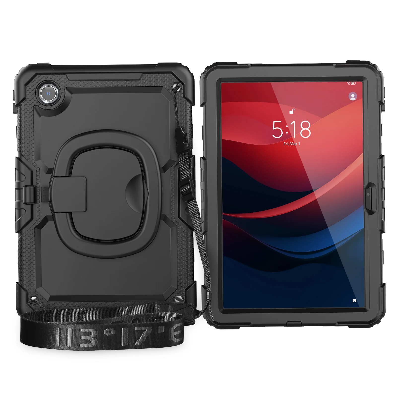 لينوفو تاب M11 / Xiaoxin Pad 11 2024 TB-330FU / TB-331FC حافظة مسنده PC + غطاء لوحي من السيليكون مع حزام - أسود #2