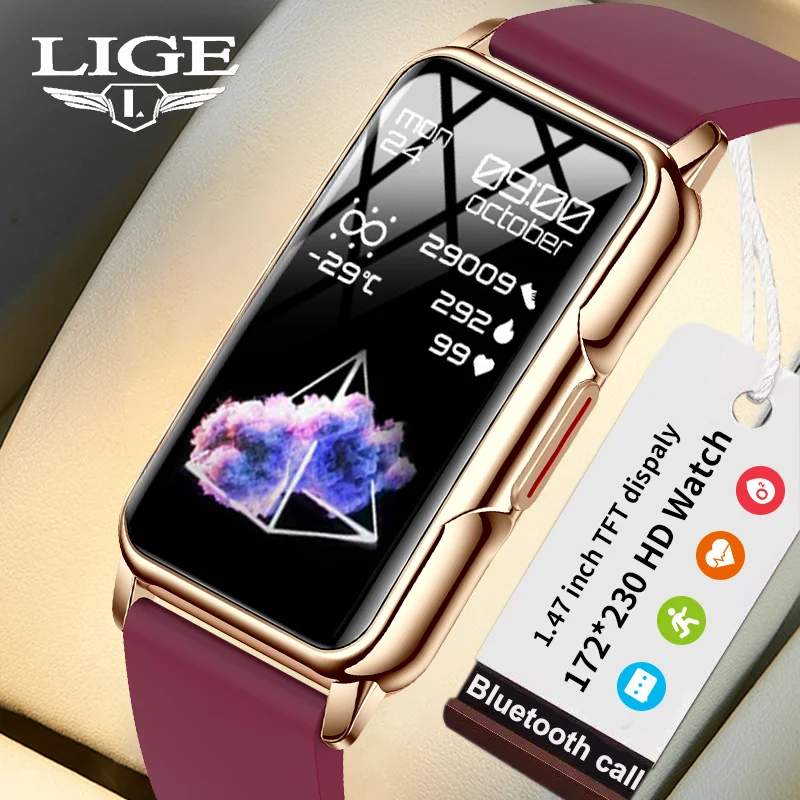 

LIGE Women 1.47" Wireless Call Smartwatch Waterproof Heart Rate Blood Pressure Smart Watch Fashion Smart Band For Android IOS