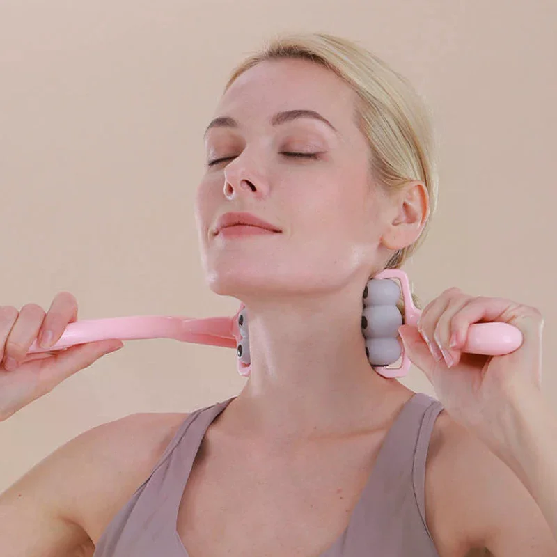 Six-Wheel Magnetic Therapy Manual Cervical Massager For Neck Back Waist - Muscle Tension Relief And Relaxation Rolling Tool