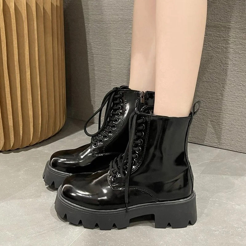 

2022 Autumn And Winter New Ankle Boots Fashion Lace-up Zipper Botas Mujer Sports Platform Sports Boots Casual Women's Shoe 35-40