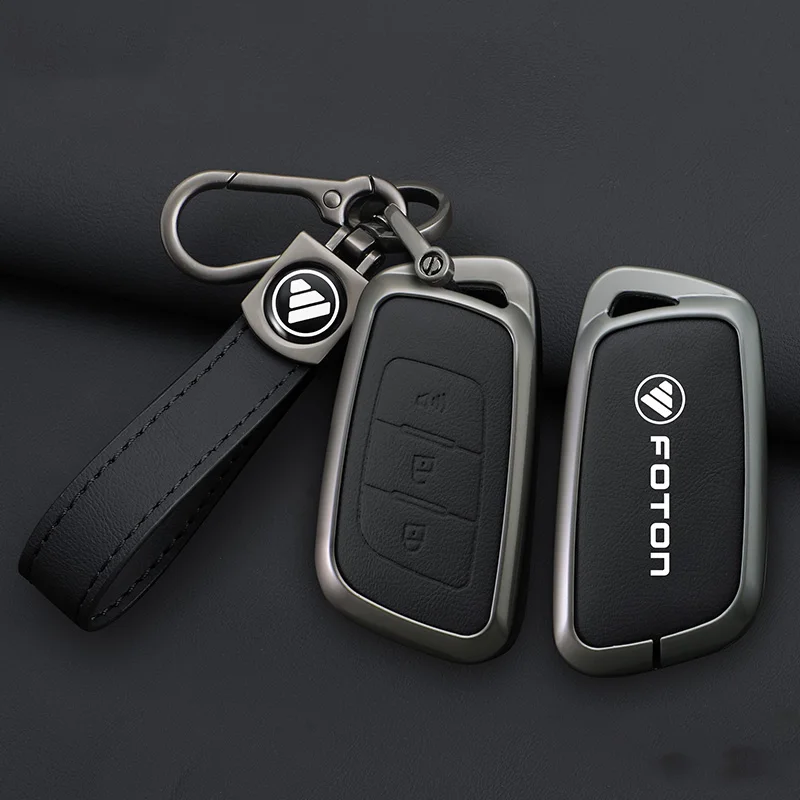 

Zinc Alloy Leather Car Key Case Cover For Foton Senior General G9 Landscaper Yutu 9/8 pickup F9 Xiangling Q Protector Keychain