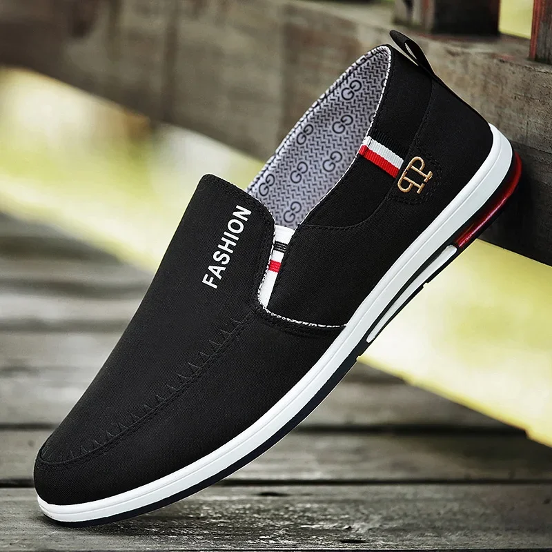 Hot selling summer male old Beijing cloth shoes for men one foot lazy casual breathable work board shoes canvas shoes on offer