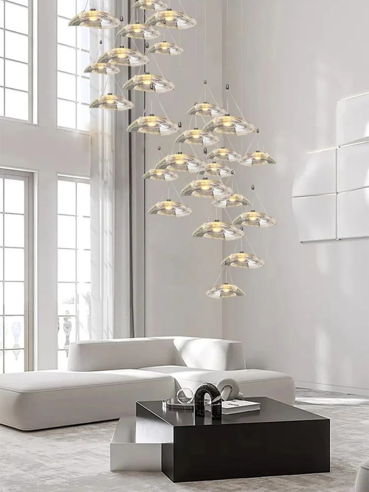 Italian minimalist LED glass chandelier postmodern restaurant creative art chandelier