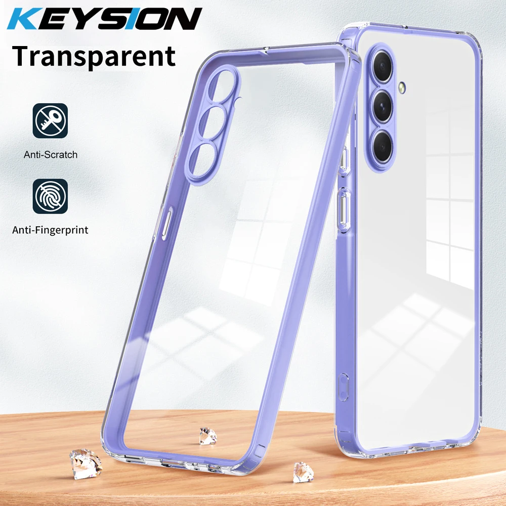 KEYSION Shockproof Clear Case for Samsung A55 5G A35 Transparent Soft TPU Silicone+PC Phone Back Cover for Galaxy A25 A15 A05S