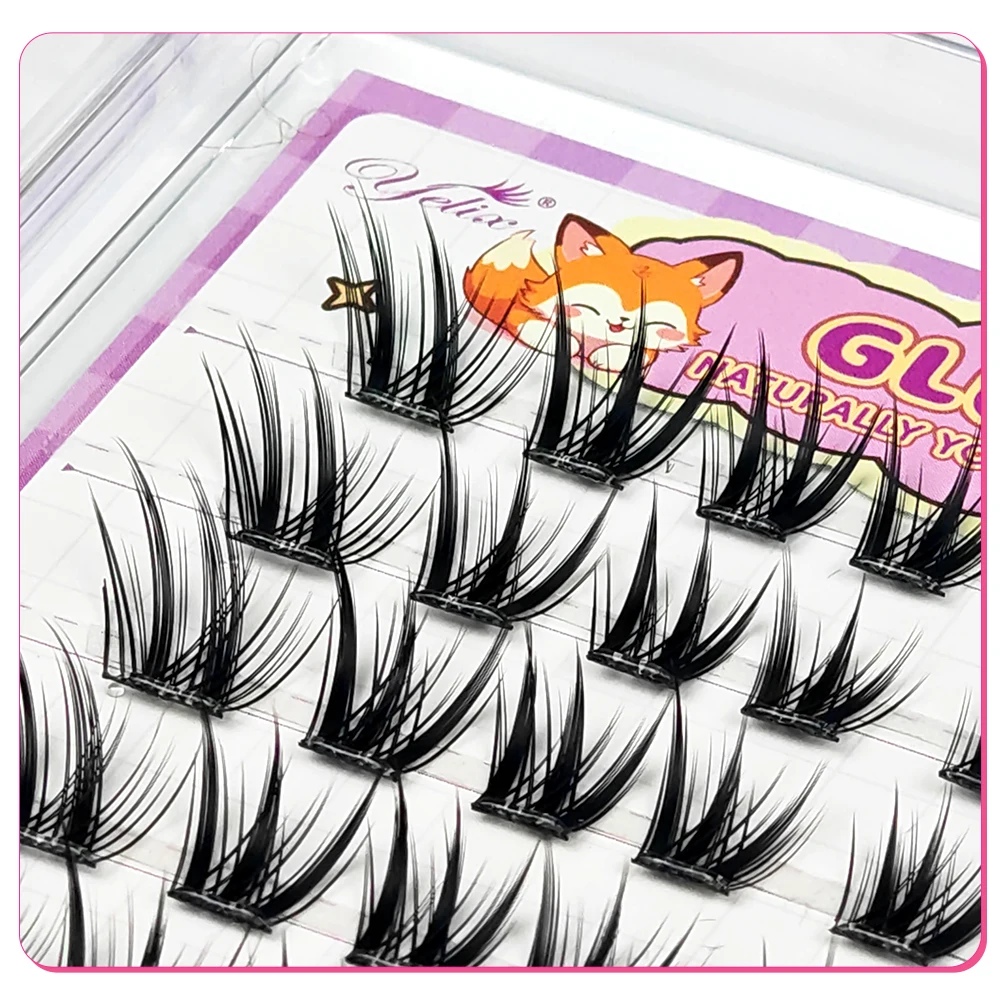 10 rijen Fox-stijl Vliegende Clusters Valse Wimper Natuurlijke Zachte Anime DIY Cluster Wimpers Individuele Wimpers Groothandel Make-up