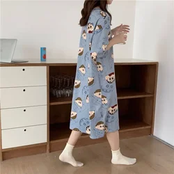 Summer Cotton Princess Sleepwear Dress Women Cute Bear Printing Nightgowns Sleeveless Sleep Tops Thin Lingerie Night Gown