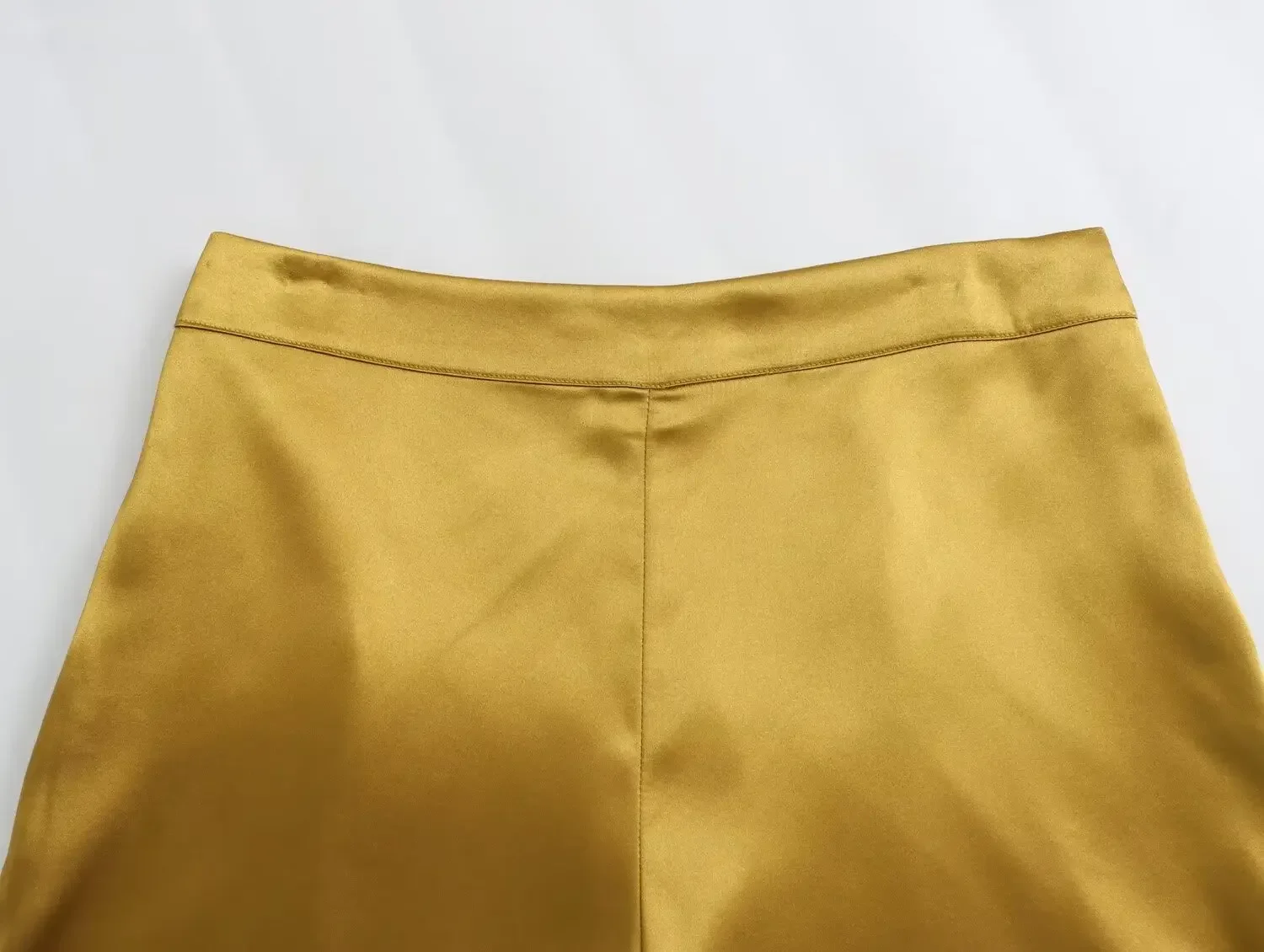 TRAF 2024 Women\'s Trousers Gold Satin Pants Women High Waist Baggy Pants Woman Autumn Winter Straight Office Casual Pants