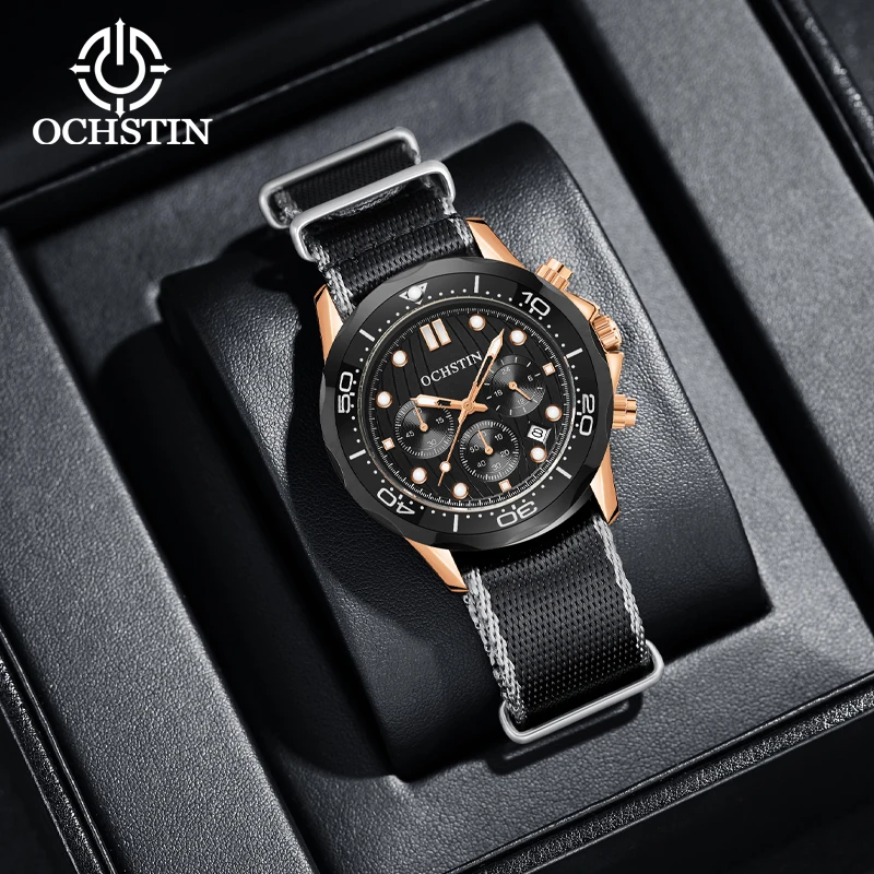 

OCHSTIN Watch For Men Fashion Sports Chronograph Quartz Clocks Mens Watches Top Brand Nylon Military Waterproof Date Wristwatch