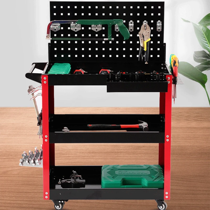 3 Tier Rolling Tool Utility Cart Heavy Duty Workshop Mobile Wheeled Car Multifunctional and Heavy-duty Auto Repair Parts Car