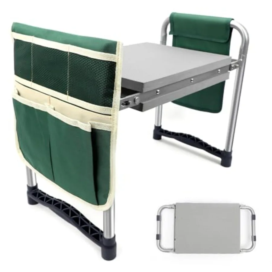 

Складной садовый стул-табурет с широкой подушкой (11,5 дюймов) и 2 сумками для инструментов, сверхпрочный, идеально подходит для садоводства, для женщин и пожилых людей