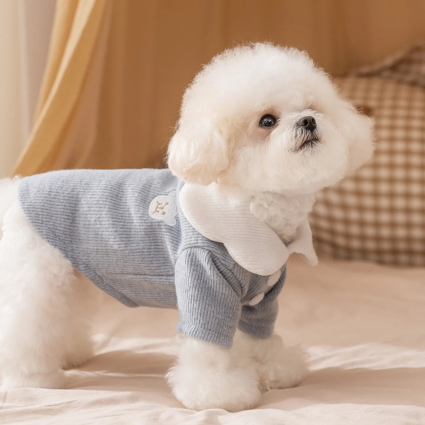 

Poodle Clothes Pet Solid Colour Undershirt Winter Warm Dog Clothes Small Dog Yorkshire Terrier Two-Legged Vest