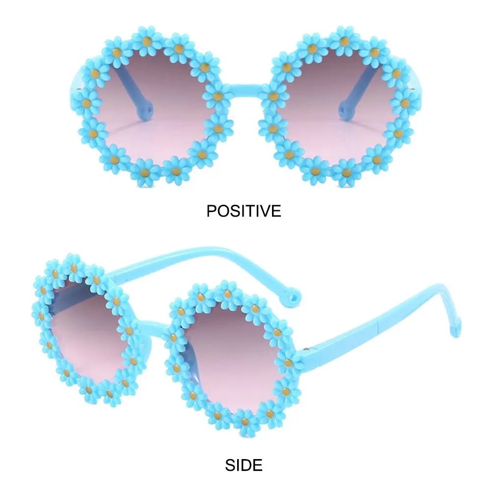 Trendy Ocean Lens Children's Round Flower Sunglasses UV 400 Protection Photo Sun Glasses Daisy Eyewear