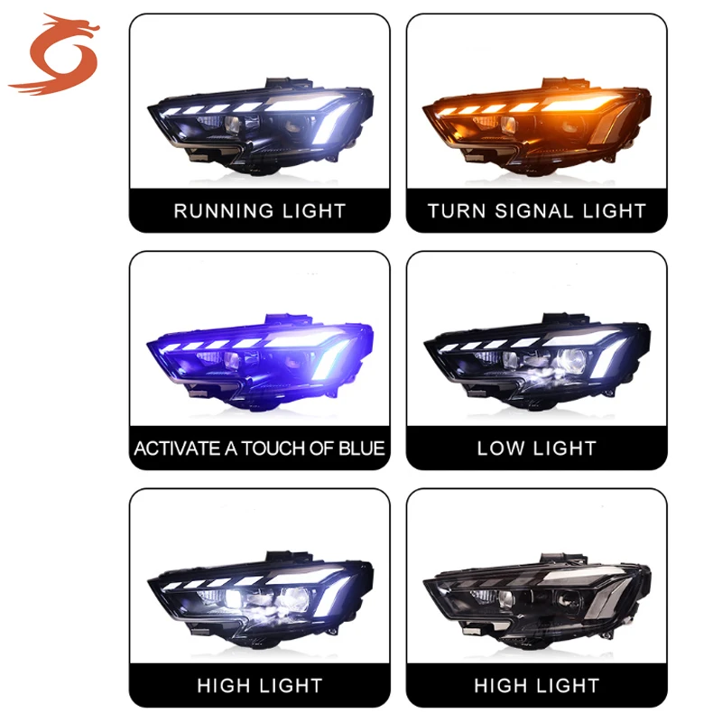 عالية الجودة لأودي A3 17-20 التحديثية LED مجموعة مصابيح أمامية لمسة من الأضواء النهارية الزرقاء عدسة مزدوجة عالية الحزم