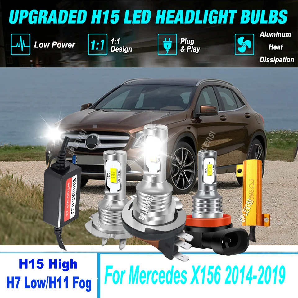 

H15 H7 H11 Standard LED CSP Headlamp Hi/Low Beam Fog Light Canbus Error Free For Mercedes X156 2014 2015 2016 2017 2018 2019