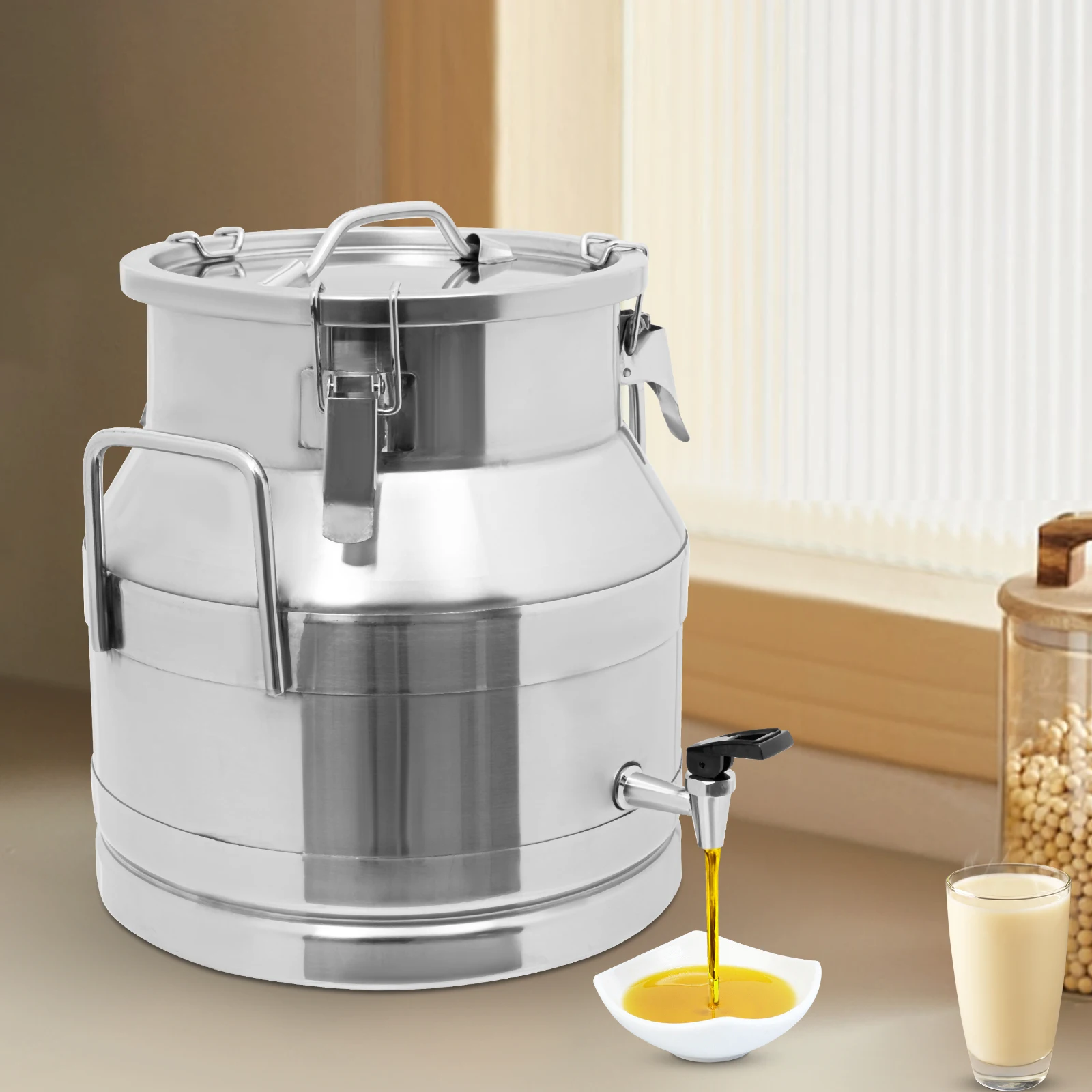 

Молочник с краном, устойчивый к ржавчине герметичный кувшин 20 л/5,28 галлонов для столовой, ресторана, дома, из нержавеющей стали 201