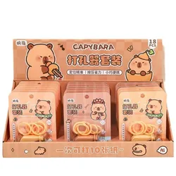 18Pcs/Box Cute Capybara Mini Animal Stapler Creative Portable Book Binding Machines School Office Stationery Supplies Kids Gift