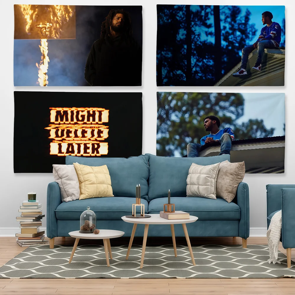Rapper J-J C-Cole Flag Tapestry Outdoor Party Bedroom Living Room Dormitory Decorative Themed Wall Hanging Banner Gift