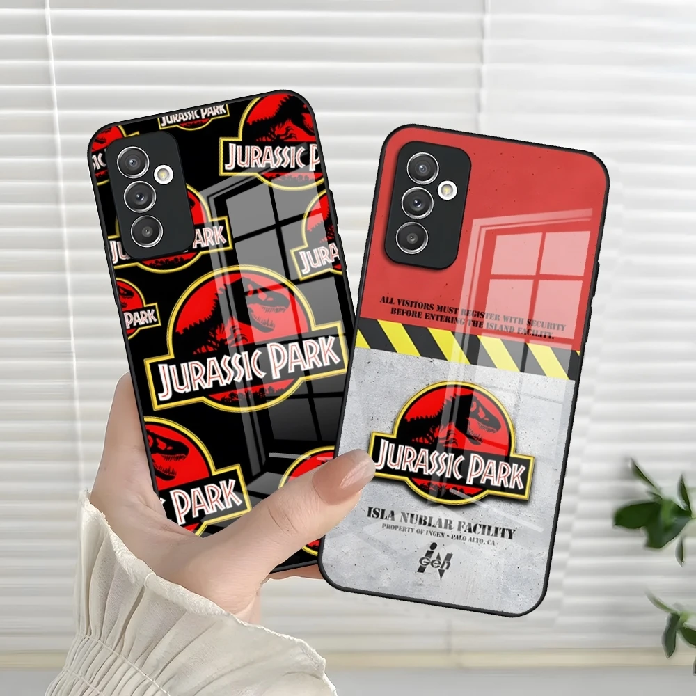 J-Jurassic Park Dinosaur World Phone Case For S24 Ultra Samsung S23 S22 S20 Fe S21 Plus A54 A34 A24 A53 A16 A13 Glass Cover