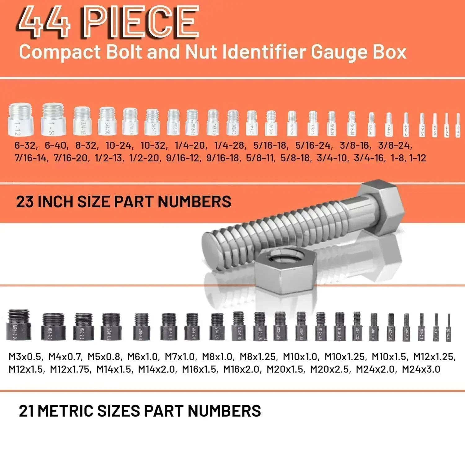 26/36/44 szt. Rozmiar śruby i miernik gwintu nakrętki i śruby sprawdzanie gwintu rozmiary metryczne indywidualnie zmontowane narzędzia do pomiaru