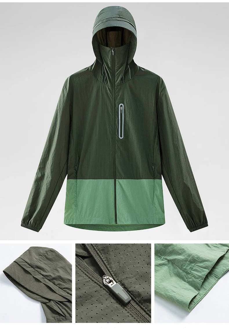 LNGXO Damen- und Herrenjacke, wasserdicht, UV-Schutz, Windjacke, Camping, Klettern, Trekking, Wanderjacke, Unisex, schnell trocknend, Sonnenschutzmantel – Detail 14