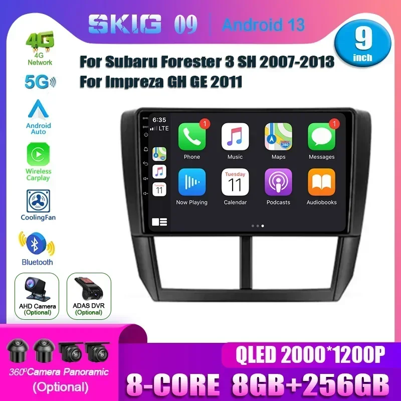 2 Din Car Radio Carplay Autoardio For Subaru Forester 3 SH 2007-2013 For Impreza GH GE 2011 Android 13 Multimedia Player 5G WiFi